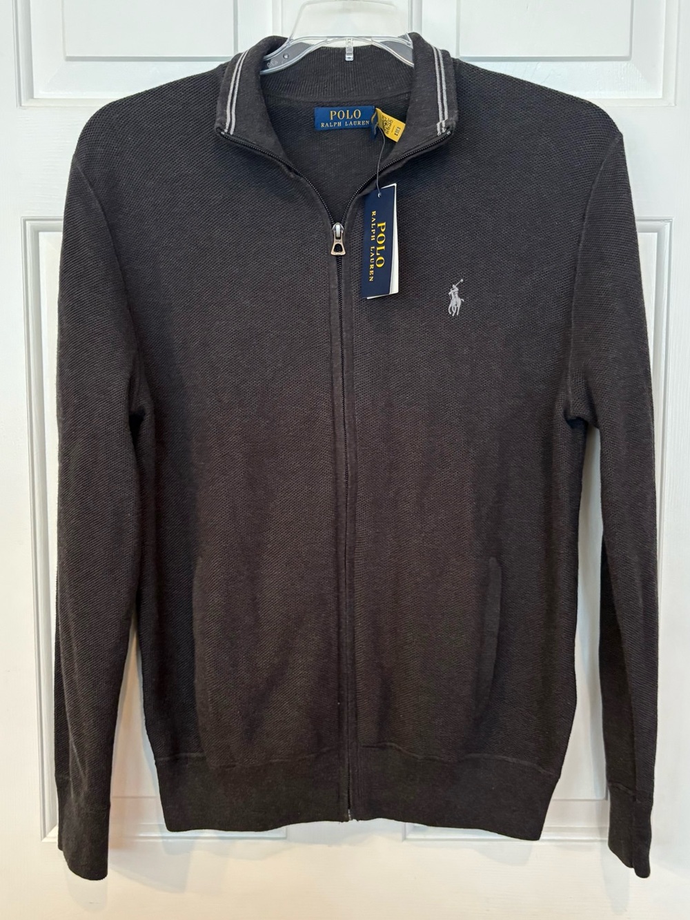 Polo Ralph Lauren Men's M Grey 1/4 Zip Mock Neck Pullover Sweatshirt Pockets NEW